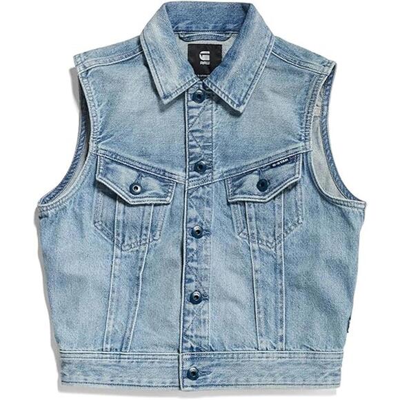 NWT G-Star RAW Women’s Slim Denim Vest Sun Faded Air Force Blue Size XS - Picture 3 of 7